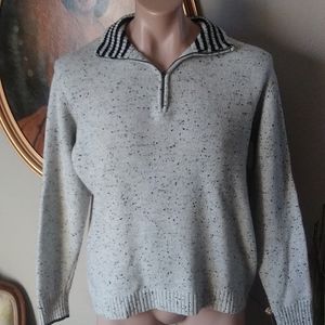 Robert Graham men's 1/4 Zip 100% Wool Sweater. Large